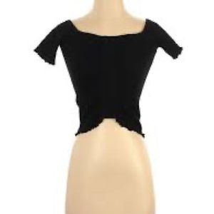 BP black ruched smocked off shoulder top size M